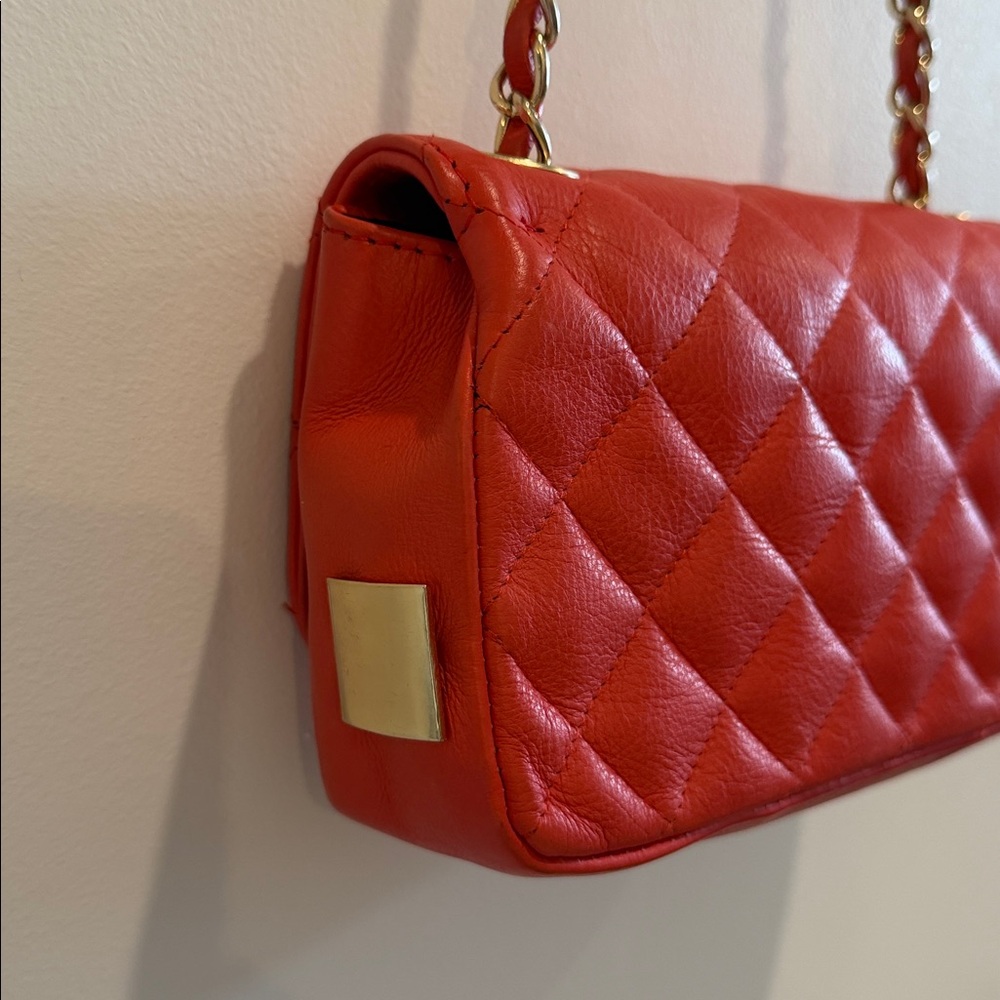 Chic Borse In Pelle Genuine Leather Pinkish Coral Mini Crossbody Bag - Picture 7 of 12